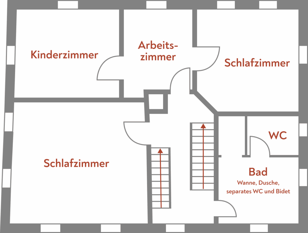Baderhaus Regenpeilstein Grundriss Obergeschoss