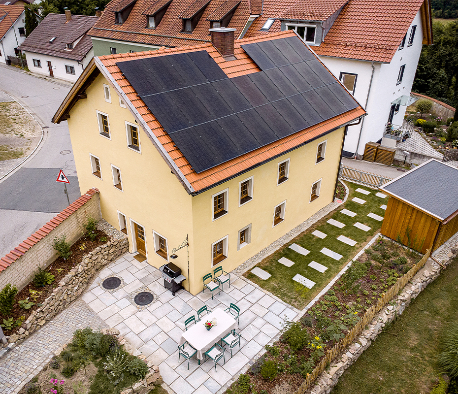 Baderhaus Regenpeilstein Ansicht von oben, Drohnenaufnahme